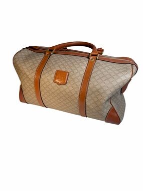Celine Paris Vintage Macadam Canvas Leather Duffle Bag Travel Weekender